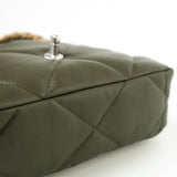 CHANEL Handbag Khaki/ Olive Green Lambskin Quilted 19 Flap Small -Knockoff
