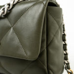 CHANEL Handbag Khaki/ Olive Green Lambskin Quilted 19 Flap Small -Knockoff
