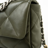 CHANEL Handbag Khaki/ Olive Green Lambskin Quilted 19 Flap Small -Knockoff
