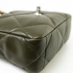 CHANEL Handbag Khaki/ Olive Green Lambskin Quilted 19 Flap Small -Knockoff
