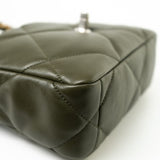 CHANEL Handbag Khaki/ Olive Green Lambskin Quilted 19 Flap Small -Knockoff
