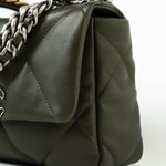 CHANEL Handbag Khaki/ Olive Green Lambskin Quilted 19 Flap Small -Knockoff
