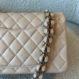 CHANEL Handbag Light Beige Lambskin Quilted Classic Double Flap Small Light Gold Hardware -Knockoff
