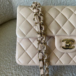 CHANEL Handbag Light Beige Lambskin Quilted Classic Double Flap Small Light Gold Hardware -Knockoff
