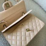 CHANEL Handbag Light Beige Lambskin Quilted Classic Double Flap Small Light Gold Hardware -Knockoff
