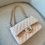 CHANEL Handbag Light Beige Lambskin Quilted Classic Double Flap Small Light Gold Hardware -Knockoff
