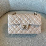 CHANEL Handbag Light Beige Lambskin Quilted Classic Double Flap Small Light Gold Hardware -Knockoff
