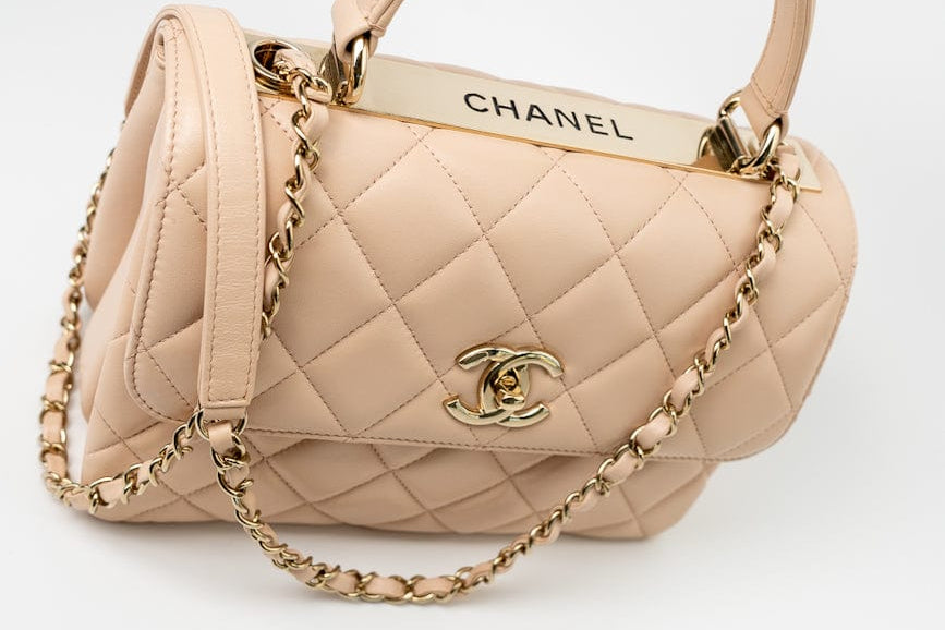 CHANEL Handbag Light Beige Lambskin Quilted Trendy CC Small LGHW -Knockoff
