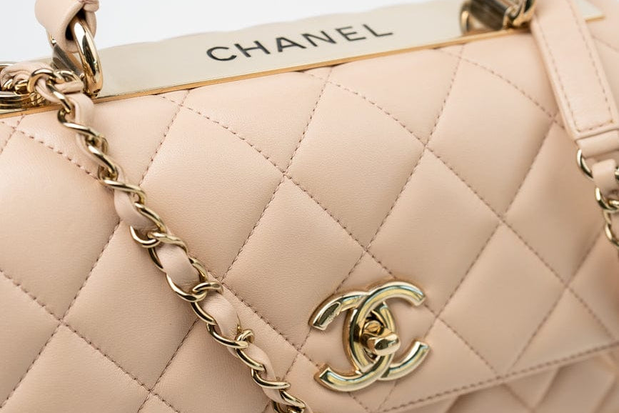 CHANEL Handbag Light Beige Lambskin Quilted Trendy CC Small LGHW -Knockoff
