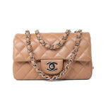 CHANEL Handbag Light Caramel Lambskin Quilted Mini Rectangular Flap Silver Hardware -Knockoff
