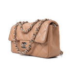 CHANEL Handbag Light Caramel Lambskin Quilted Mini Rectangular Flap Silver Hardware -Knockoff
