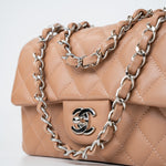 CHANEL Handbag Light Caramel Lambskin Quilted Mini Rectangular Flap Silver Hardware -Knockoff
