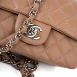 CHANEL Handbag Light Caramel Lambskin Quilted Mini Rectangular Flap Silver Hardware -Knockoff
