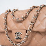 CHANEL Handbag Light Caramel Lambskin Quilted Mini Rectangular Flap Silver Hardware -Knockoff
