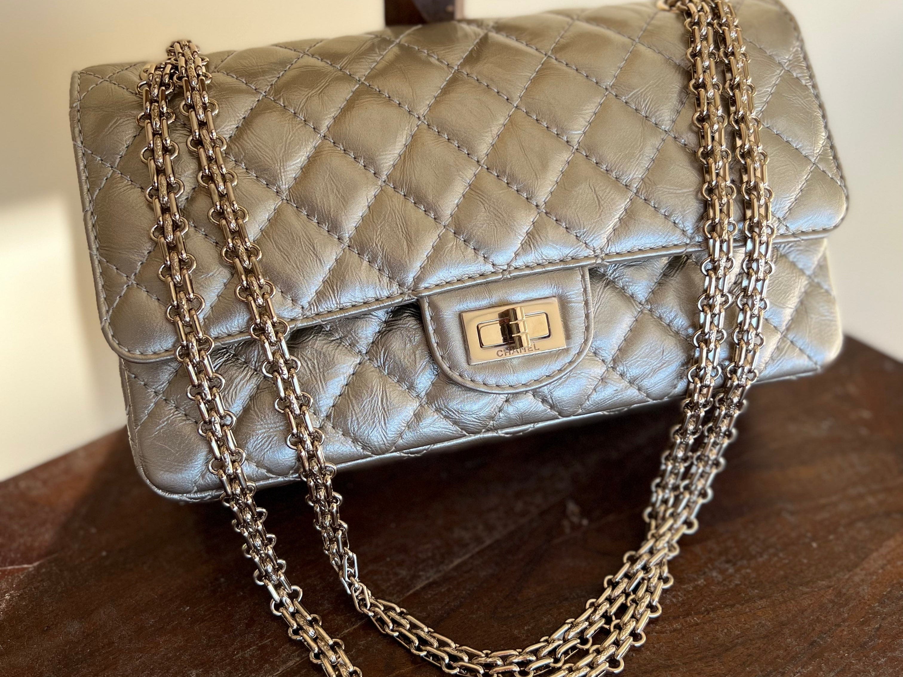 CHANEL Handbag Light Metallic Gold Aged Calfskin Quilted Small Reissue 2.55 -Knockoff
