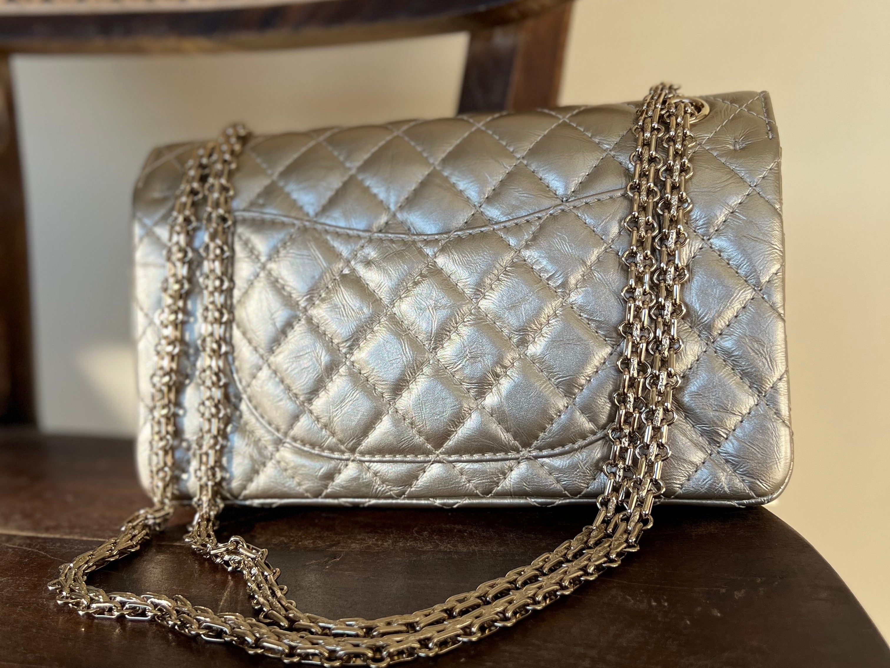 CHANEL Handbag Light Metallic Gold Aged Calfskin Quilted Small Reissue 2.55 -Knockoff
