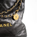 CHANEL Handbag Metallic Charcoal Calfskin Quilted  22 Bag Medium Aged Gold Hardware -Knockoff
