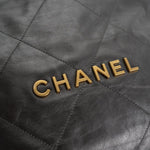 CHANEL Handbag Metallic Charcoal Calfskin Quilted  22 Bag Medium Aged Gold Hardware -Knockoff
