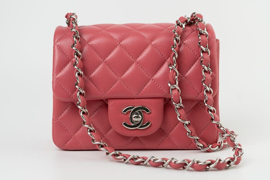 CHANEL Handbag Mini Square Pink Lambskin Quilted Flap SHW -Knockoff
