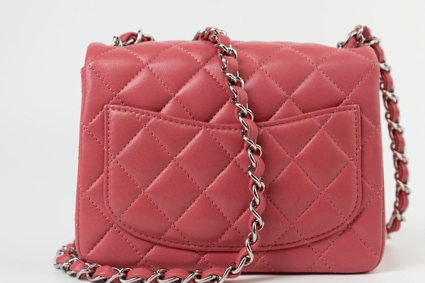 CHANEL Handbag Mini Square Pink Lambskin Quilted Flap SHW -Knockoff
