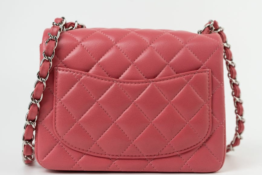 CHANEL Handbag Mini Square Pink Lambskin Quilted Flap SHW -Knockoff
