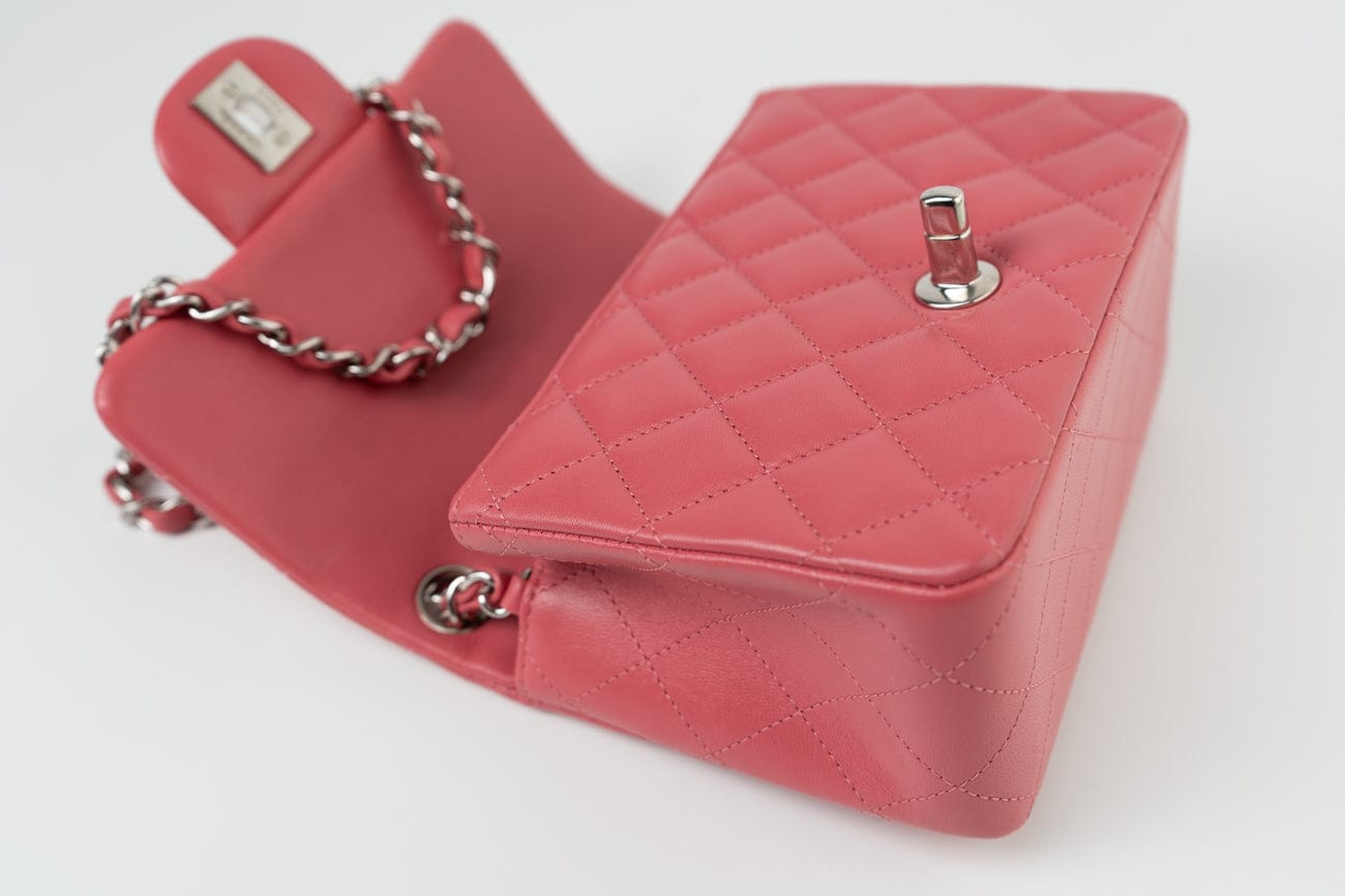 CHANEL Handbag Mini Square Pink Lambskin Quilted Flap SHW -Knockoff
