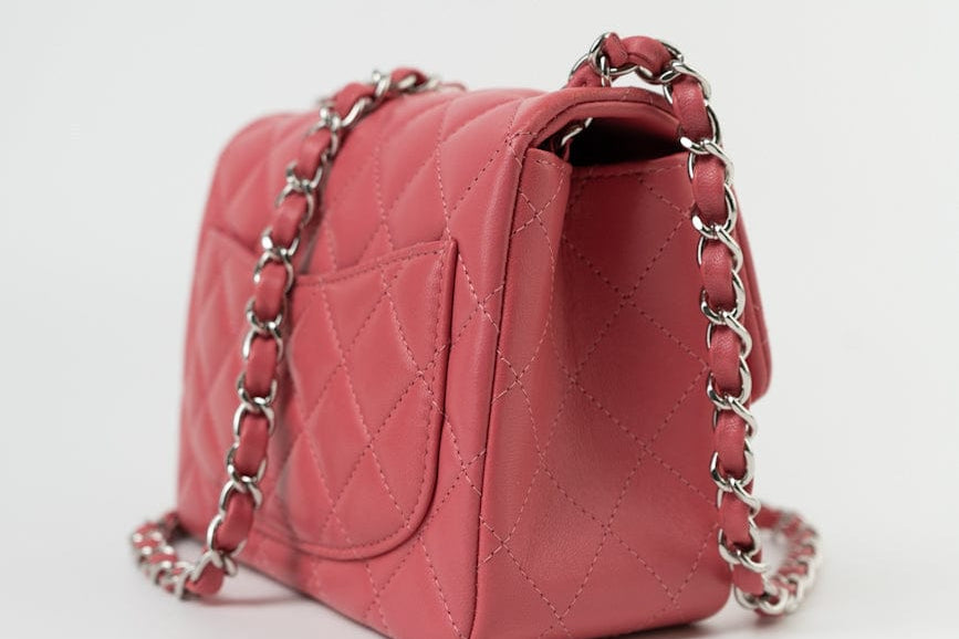 CHANEL Handbag Mini Square Pink Lambskin Quilted Flap SHW -Knockoff
