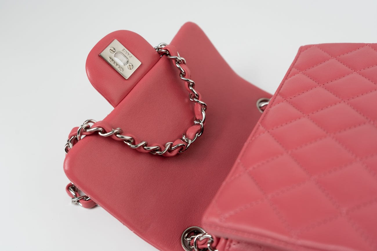 CHANEL Handbag Mini Square Pink Lambskin Quilted Flap SHW -Knockoff
