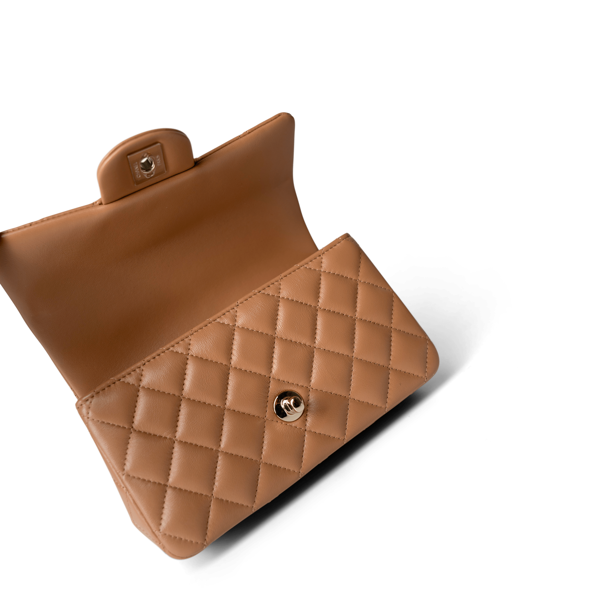 CHANEL Handbag Mini Top Handle / Beige 23P Dark Beige Lambskin Quilted Mini Top Handle LGHW -Knockoff
