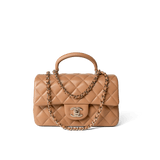 CHANEL Handbag Mini Top Handle / Beige 23P Dark Beige Lambskin Quilted Mini Top Handle LGHW -Knockoff
