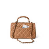 CHANEL Handbag Mini Top Handle / Beige 23P Dark Beige Lambskin Quilted Mini Top Handle LGHW -Knockoff
