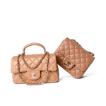 CHANEL Handbag Mini Top Handle / Beige 23P Dark Beige Lambskin Quilted Mini Top Handle LGHW -Knockoff
