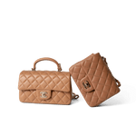 CHANEL Handbag Mini Top Handle / Beige 23P Dark Beige Lambskin Quilted Mini Top Handle LGHW -Knockoff
