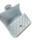 CHANEL Handbag Mini top handle / Blue Light Blue Lambskin Quilted Mini Top Handle Light Gold Hardware -Knockoff
