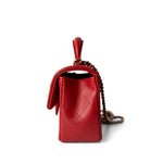 CHANEL Handbag Mini Top Handle / Red 22P Red Lambskin Mini Top Handle Light Gold Hardware -Knockoff
