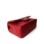 CHANEL Handbag Mini Top Handle / Red 22P Red Lambskin Mini Top Handle Light Gold Hardware -Knockoff
