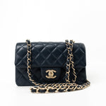 CHANEL Handbag Navy Blue Lambskin Quilted Mini Rectangular Flap Bag LGHW -Knockoff
