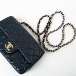 CHANEL Handbag Navy Blue Lambskin Quilted Mini Rectangular Flap Bag LGHW -Knockoff
