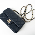 CHANEL Handbag Navy Blue Lambskin Quilted Mini Rectangular Flap Bag LGHW -Knockoff
