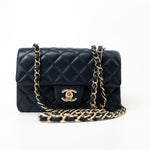 CHANEL Handbag Navy Blue Lambskin Quilted Mini Rectangular Flap Bag LGHW -Knockoff
