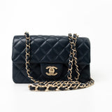 CHANEL Handbag Navy Blue Lambskin Quilted Mini Rectangular Flap Bag LGHW -Knockoff
