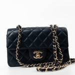 CHANEL Handbag Navy Blue Lambskin Quilted Mini Rectangular Flap Bag LGHW -Knockoff
