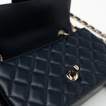 CHANEL Handbag Navy Blue Lambskin Quilted Mini Rectangular Flap Bag LGHW -Knockoff
