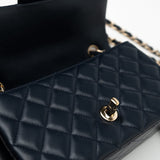 CHANEL Handbag Navy Blue Lambskin Quilted Mini Rectangular Flap Bag LGHW -Knockoff
