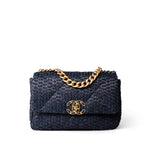 CHANEL Handbag Navy Navy Raffia Quilted 19 Flap Small Mixed Hardware -Knockoff
