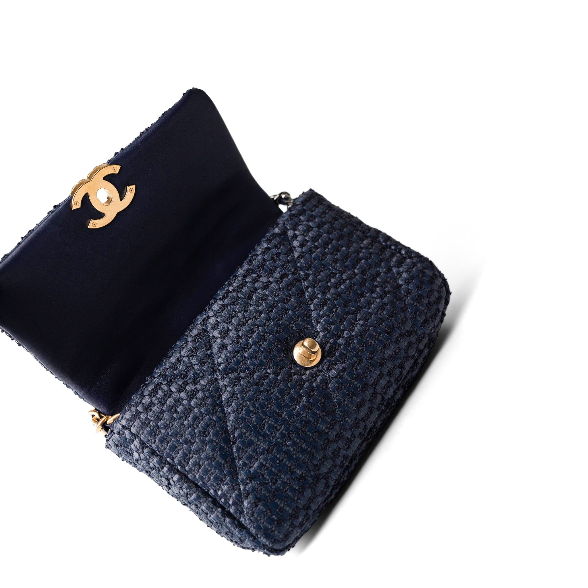 CHANEL Handbag Navy Navy Raffia Quilted 19 Flap Small Mixed Hardware -Knockoff
