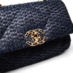 CHANEL Handbag Navy Navy Raffia Quilted 19 Flap Small Mixed Hardware -Knockoff
