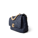 CHANEL Handbag Navy Navy Raffia Quilted 19 Flap Small Mixed Hardware -Knockoff
