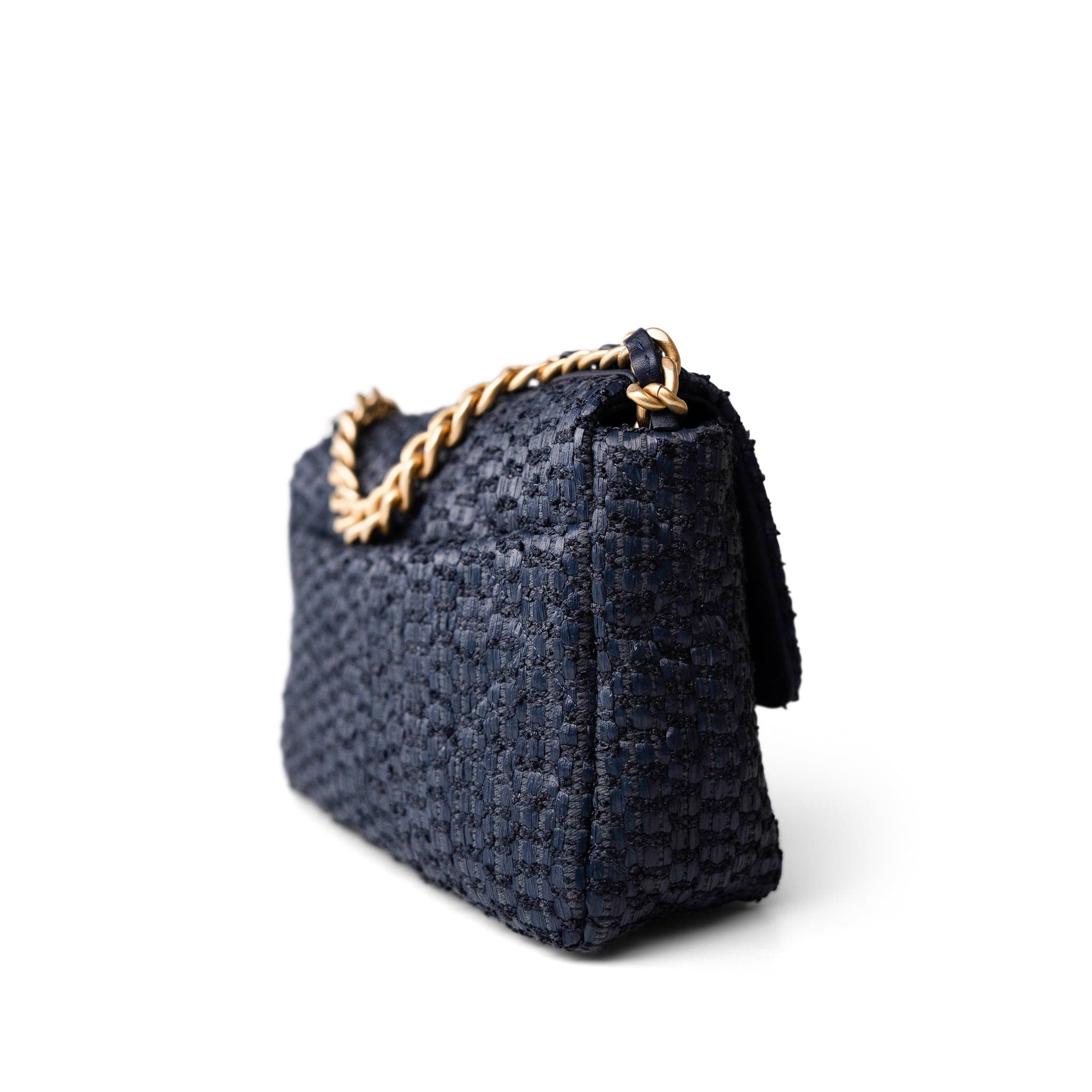 CHANEL Handbag Navy Navy Raffia Quilted 19 Flap Small Mixed Hardware -Knockoff
