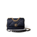 CHANEL Handbag Navy Navy Raffia Quilted 19 Flap Small Mixed Hardware -Knockoff
